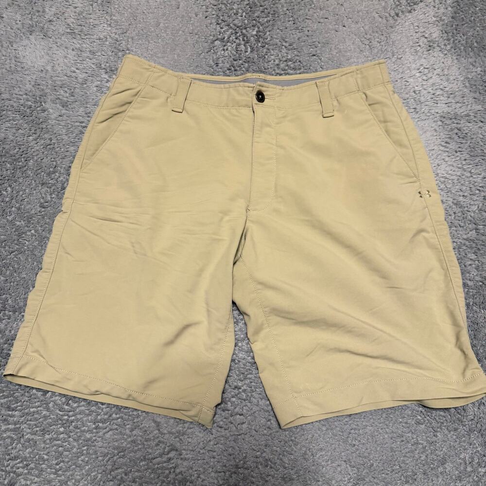 Under Armour Shorts Mens 36 Tan Match Play Performance Golf Flat Front 1253487